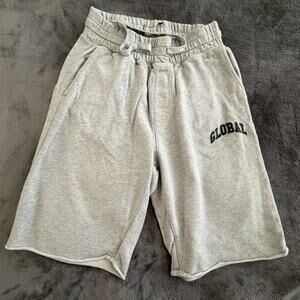 GLOBAL Gray Athletic Shorts Men's Size L 10" Inseam Drawstring Waist Pockets